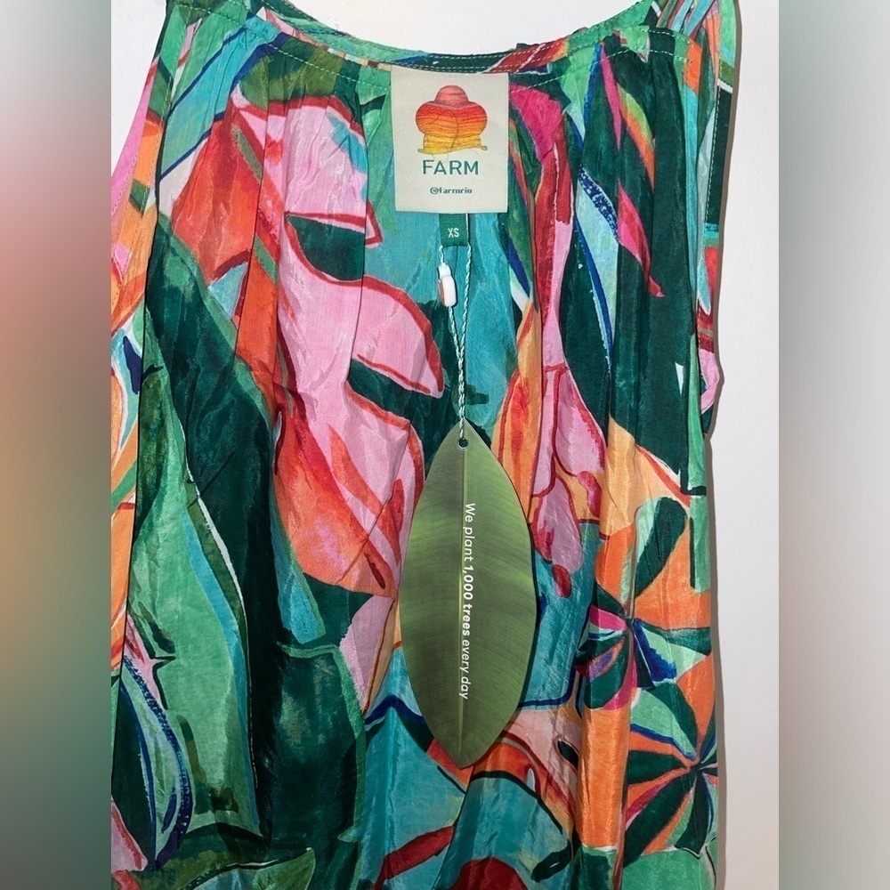 New! Farm Rio Multicolor Banana Foliage Midi Dress ๐๐บ XS NWT! - Picture 8 of 16